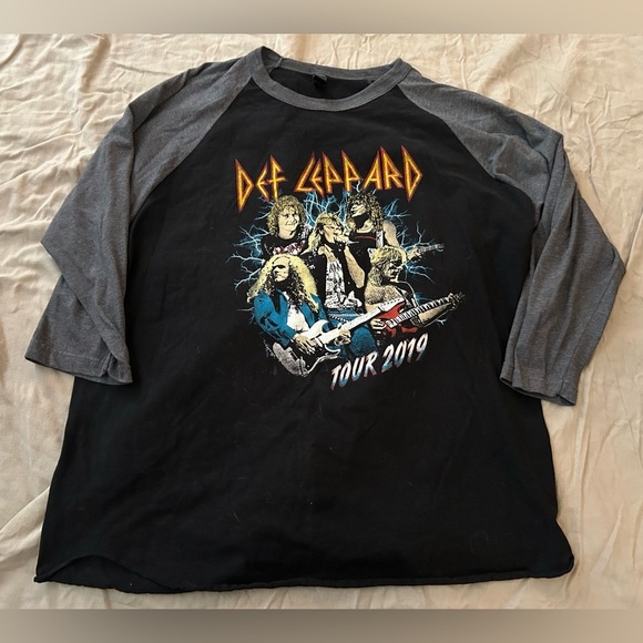 Def Leopard 2019 Tour 3/4 sleeve black and grey band shirt size XL - Picture 4 of 4
